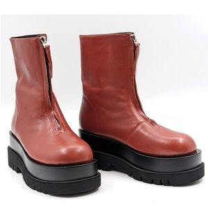 Jeffrey Campbell Women Dozed Festival Platform Orange Red Boots